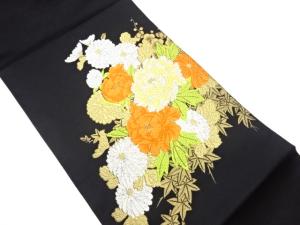 菊に牡丹・梅・紅葉模様織出し名古屋帯